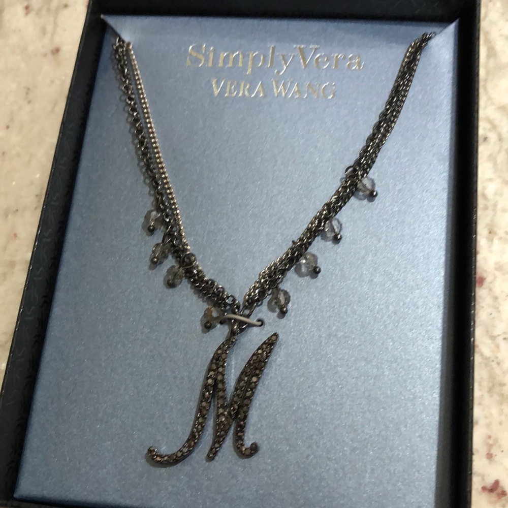 Simply Vera “M” Initial Necklace NIB
